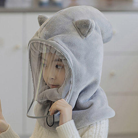 【循环包裹 聚热恒温】冬季儿童防风帽子围脖带面罩毛绒护耳帽套头帽保暖帽成人女保暖 商品图9