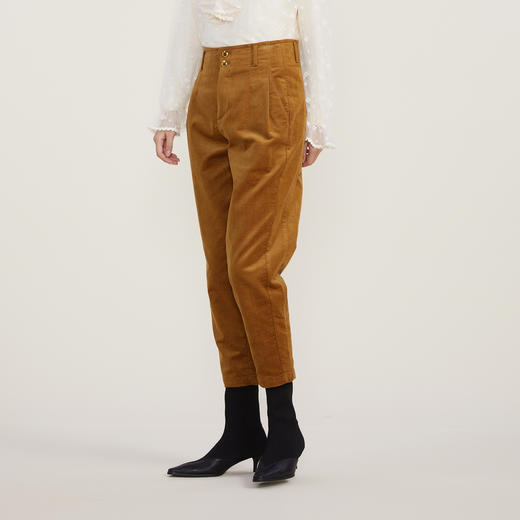 谜底2022冬新款复古高腰灯芯绒萝卜裤宽松百搭休闲裤女224MK1602 商品图1