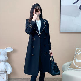 奢姿2022年秋装新款大码女装胖妹妹撞色名媛百搭翻驳领中长款外套9923352137