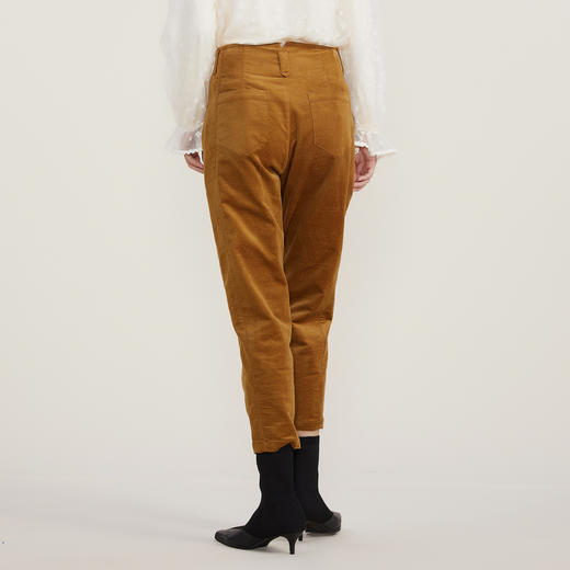 谜底2022冬新款复古高腰灯芯绒萝卜裤宽松百搭休闲裤女224MK1602 商品图2