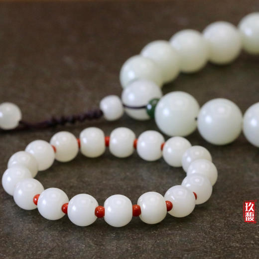 和田玉籽料（白玉）玉珠手串/苹果珠12*10mm 商品图2