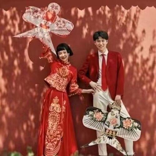小红书同款沙燕金鱼风筝 结婚拍照道具新年拍照古风纸鸢制婚服 商品图5