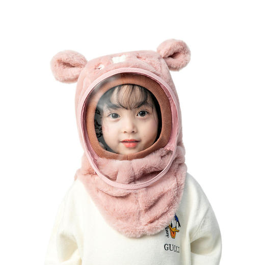 【防风保暖 镜面一体套头帽】儿童帽子冬天保暖防风帽防护带面罩男女童加厚遮脸围脖一体套头帽 商品图3