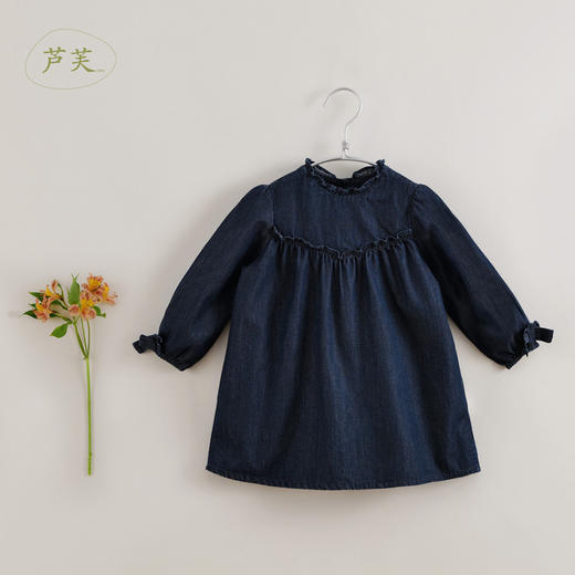 【马克珍妮 芦芙】春装新款 法式碎褶纯棉牛仔连衣裙230237 商品图2