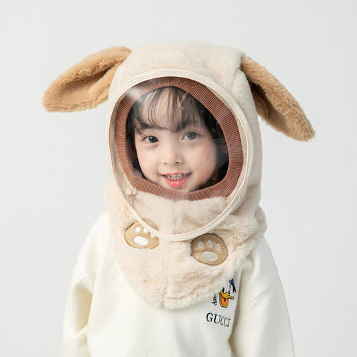 【防风保暖 镜面一体套头帽】儿童帽子冬天保暖防风帽防护带面罩男女童加厚遮脸围脖一体套头帽 商品图9