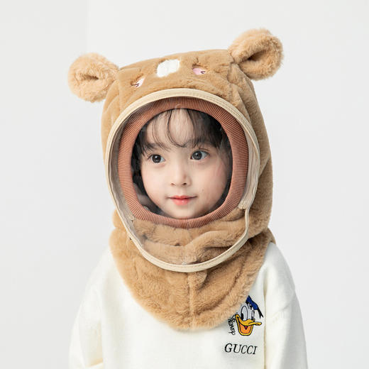 【防风保暖 镜面一体套头帽】儿童帽子冬天保暖防风帽防护带面罩男女童加厚遮脸围脖一体套头帽 商品图6