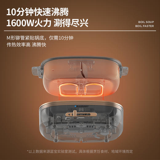 德国蓝宝分体鸳鸯电火锅家用多功能分体式6L大容量电炒菜锅电煮锅 商品图3
