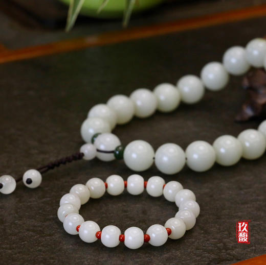 和田玉籽料（白玉）玉珠手串/苹果珠12*10mm 商品图3