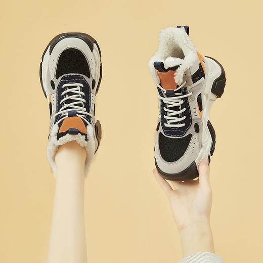 LH147秋冬加绒保暖棉鞋皮毛一体运动休闲老爹鞋 商品图0