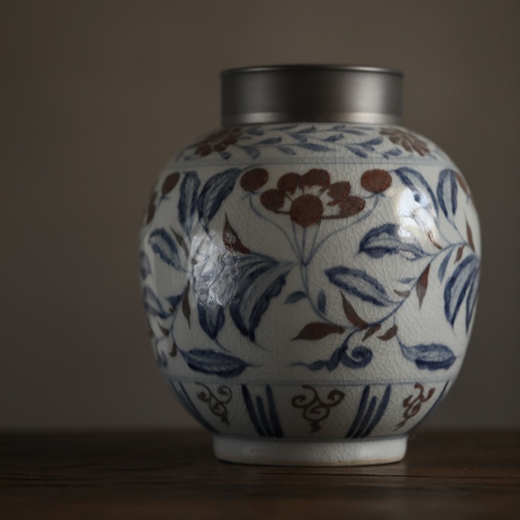 仿古【元·菊瓣纹】锡口茶叶罐