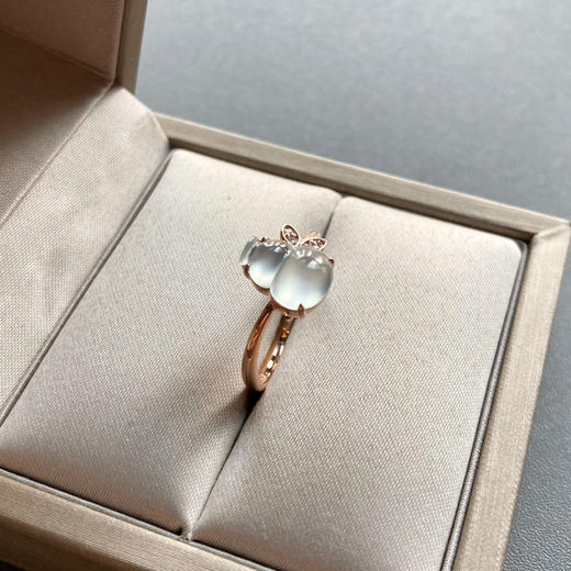 玻璃种翡翠葫芦戒指18k玫瑰金钻石镶嵌 商品图2