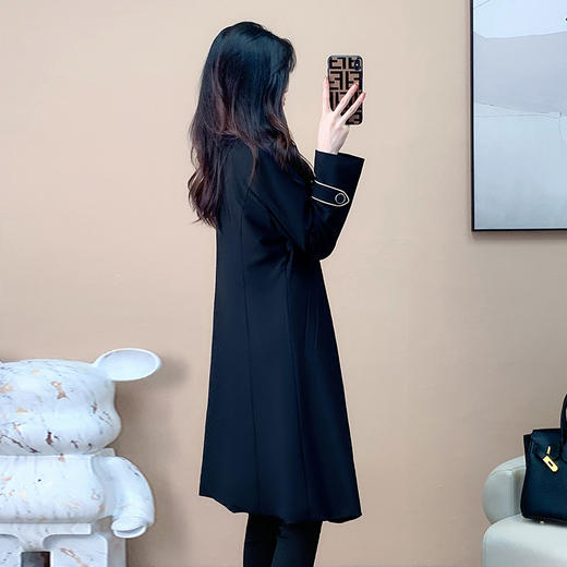 奢姿2022年秋装新款大码女装胖妹妹撞色名媛百搭翻驳领中长款外套9923352137 商品图3