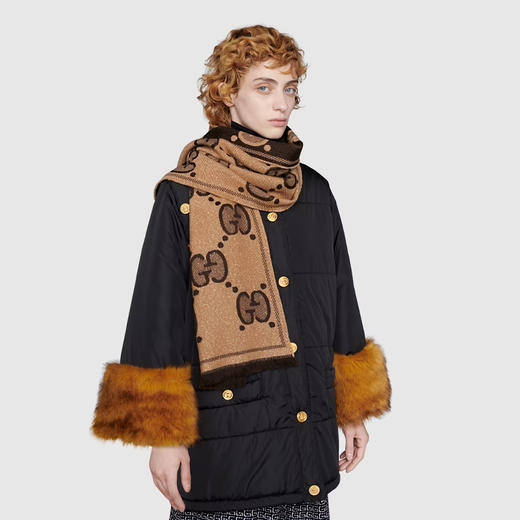 【二】GUCCI 古驰 女士 GG 羊毛提花围巾 混色 598993 3GC15 9764 商品图2
