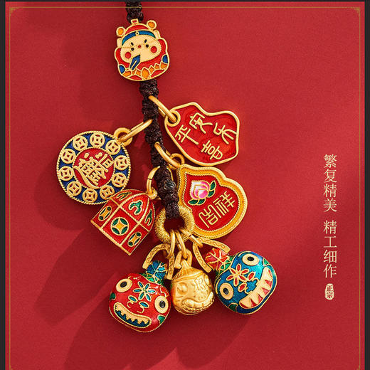 沙金铜吞金兽一家四口汽车钥匙扣挂件男高档古法三口之家包挂饰 商品图7