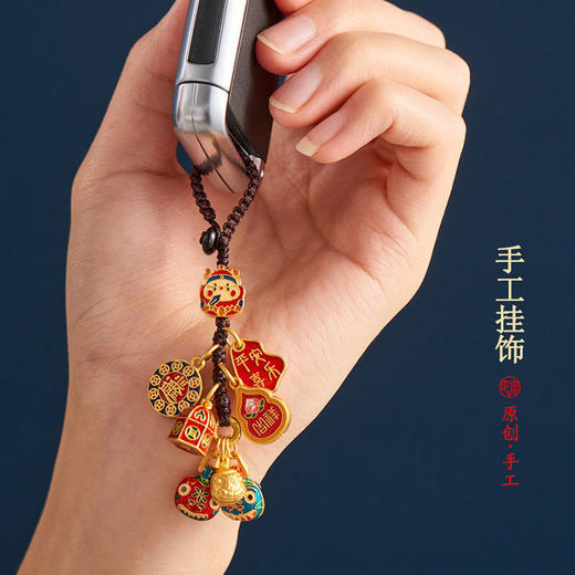 沙金铜吞金兽一家四口汽车钥匙扣挂件男高档古法三口之家包挂饰 商品图6