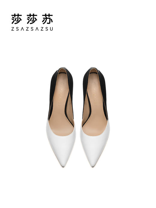 【2F】【肖邦夜曲】莎莎苏2022年秋新款尖头细高跟拼色气质高跟鞋女单鞋 商品图1
