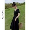【65折秒杀】鹿向南 黑色连衣裙女夏法式新款赫本风爆款气质收腰中长裙子LXN18216 商品缩略图2