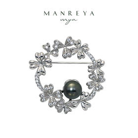 Manreya玛芮雅“倾城花环”大溪地黑珍珠胸针