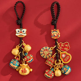 沙金铜吞金兽一家四口汽车钥匙扣挂件男高档古法三口之家包挂饰