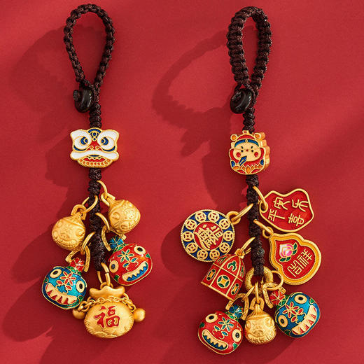 沙金铜吞金兽一家四口汽车钥匙扣挂件男高档古法三口之家包挂饰 商品图0