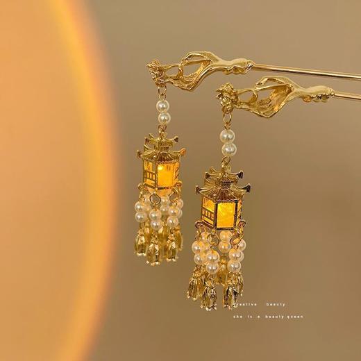 宫灯发簪汉服发饰灯笼流苏簪子复古风宫廷仙气发光簪子头饰古典 商品图6