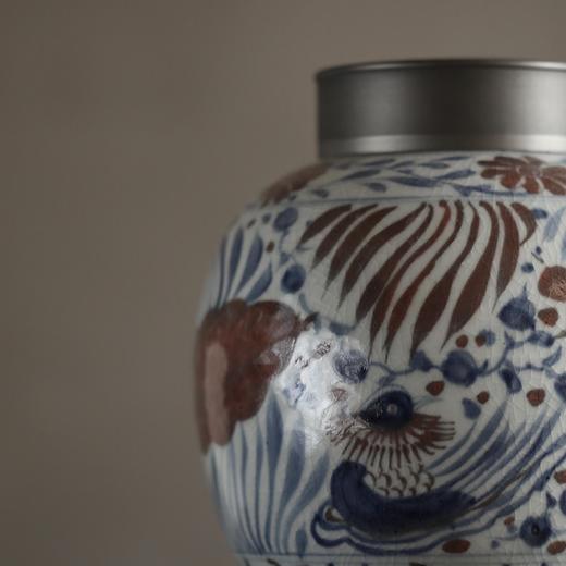 仿古【元·莲塘鸳鸯纹】锡口茶叶罐 商品图2