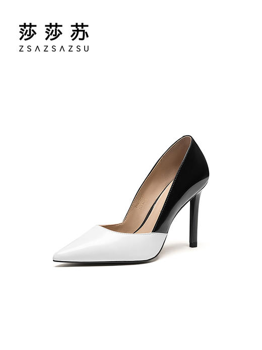 【2F】【肖邦夜曲】莎莎苏2022年秋新款尖头细高跟拼色气质高跟鞋女单鞋 商品图0