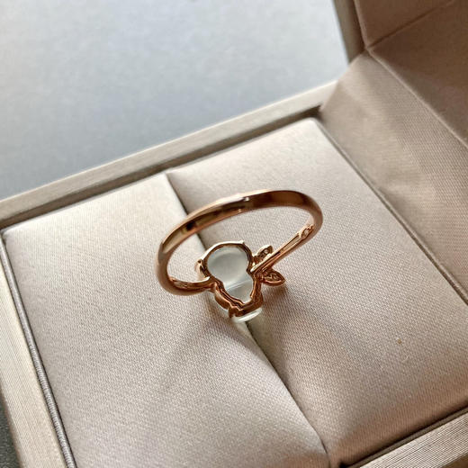 玻璃种翡翠葫芦戒指18k玫瑰金钻石镶嵌 商品图7