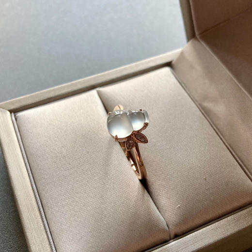 玻璃种翡翠葫芦戒指18k玫瑰金钻石镶嵌 商品图4