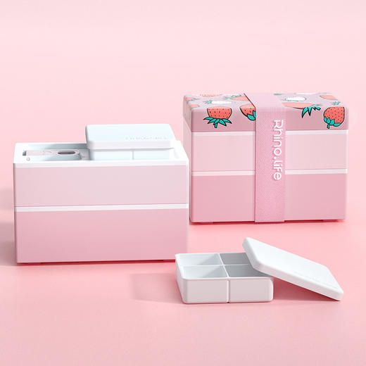 PZFH028-独角犀Rhinolife 双层贴花便当盒四件套 莓好如初 商品图1