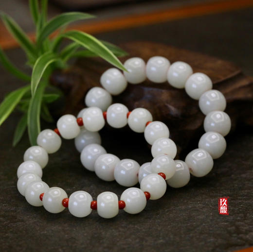 和田玉籽料（白玉）玉珠手串/桶珠13*11mm 商品图3