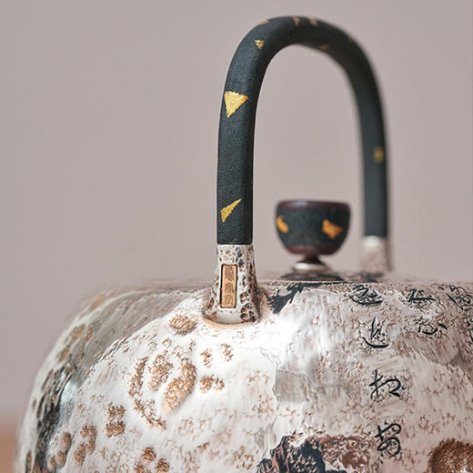 臻宝堂往来皆客-大漆提梁银壶约800ML 样品 商品图3