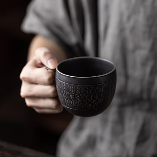 手工跳刀咖啡杯中式陶瓷杯子马克杯家用复古水杯奢华简约茶杯定Z 商品图4