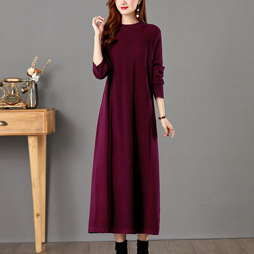 冬季宽松配大衣长款过膝毛衣裙洋气加厚内搭CC-E-3075 商品图1