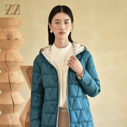 佐尔美冬季新款 简约纯色保暖中长款羽绒服女E24YY20 商品图0