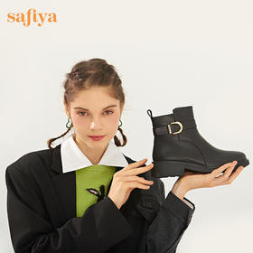 【新品特惠】Safiya/索菲娅 复古英伦风2022冬季新款牛皮圆头百搭休闲短靴 SF24116007