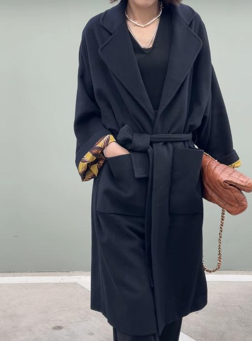 TYNVIE 廓形大插袋中长大衣-黑色 商品图3