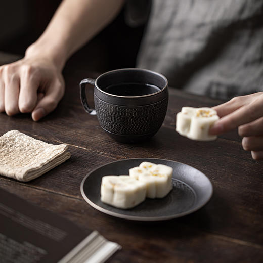 手工跳刀咖啡杯中式陶瓷杯子马克杯家用复古水杯奢华简约茶杯定Z 商品图2