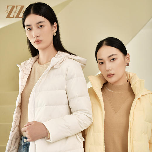 佐尔美冬季新款 气质百搭90白鸭绒连帽松紧腰羽绒服女E24YY09 商品图3