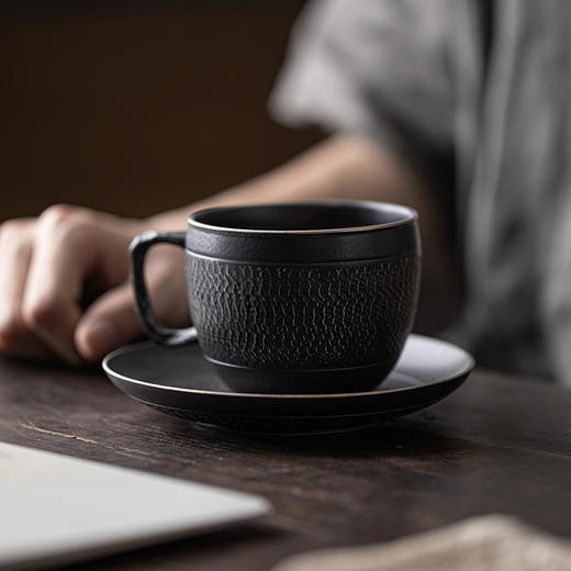 手工跳刀咖啡杯中式陶瓷杯子马克杯家用复古水杯奢华简约茶杯定Z 商品图1