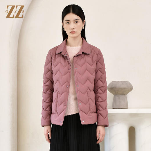 佐尔美冬季新款 气质简约波浪短款羽绒服女E24YY14 商品图0
