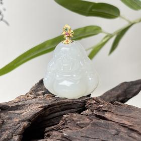 18K和田玉吊坠羊脂佛公