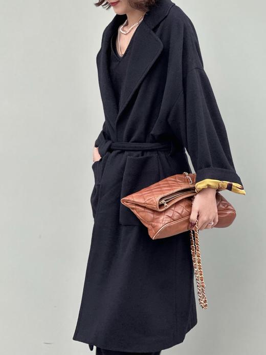 TYNVIE 廓形大插袋中长大衣-黑色 商品图2