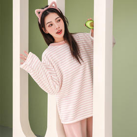 【情侣同款 条纹家居服】情侣条纹家居服 轻盈柔软 680g重 舒适百搭 亲肤柔软 蓄热保暖 情侣装