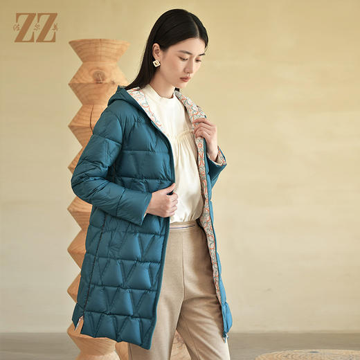 佐尔美冬季新款 简约纯色保暖中长款羽绒服女E24YY20 商品图3