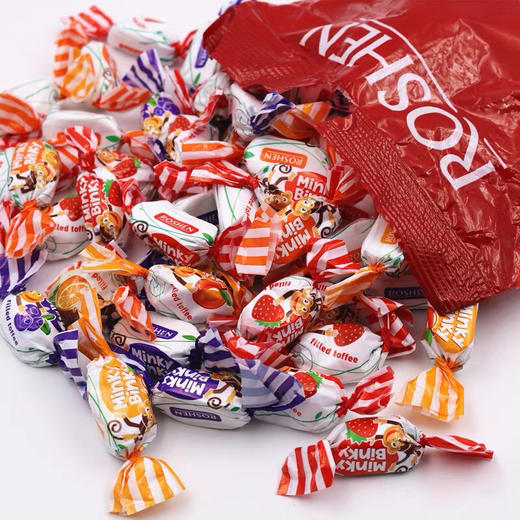 俄罗斯进口如胜果汁果冻夹心牛奶糖果四种果酱夹心混合软糖喜糖果1Kg 商品图1