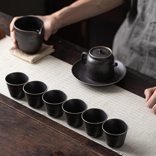 手工跳刀品茗杯陶瓷功夫茶具茶杯普洱单杯鎏银主人杯个人杯小茶碗 商品图4