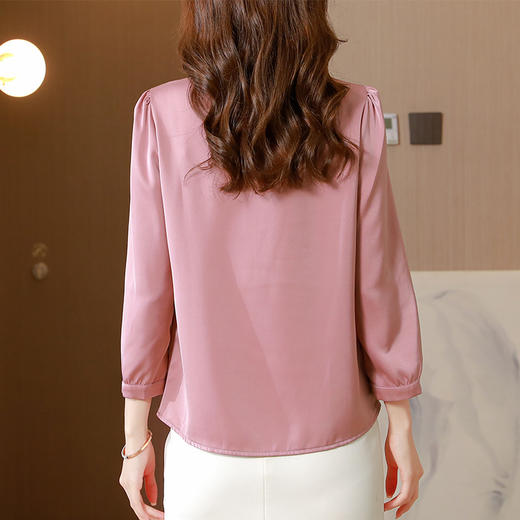 KQL A83N6809时尚娃娃领钉装饰上衣拼接雪纺衫 商品图3