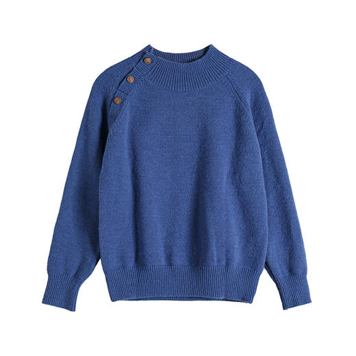 鹿向南 半高领克莱因蓝毛衣秋冬外穿2023新款设计感小众女针织衫 商品图3