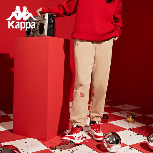 卡帕Kappa兔年限定新年款运动裤2023新款女针织长裤休闲小脚卫裤 商品图0